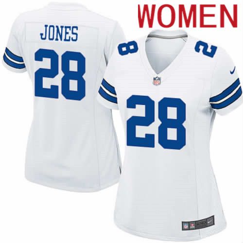 Women Dallas Cowboys #28 Felix Jones Nike White Team Game NFL Jersey->women nfl jersey->Women Jersey